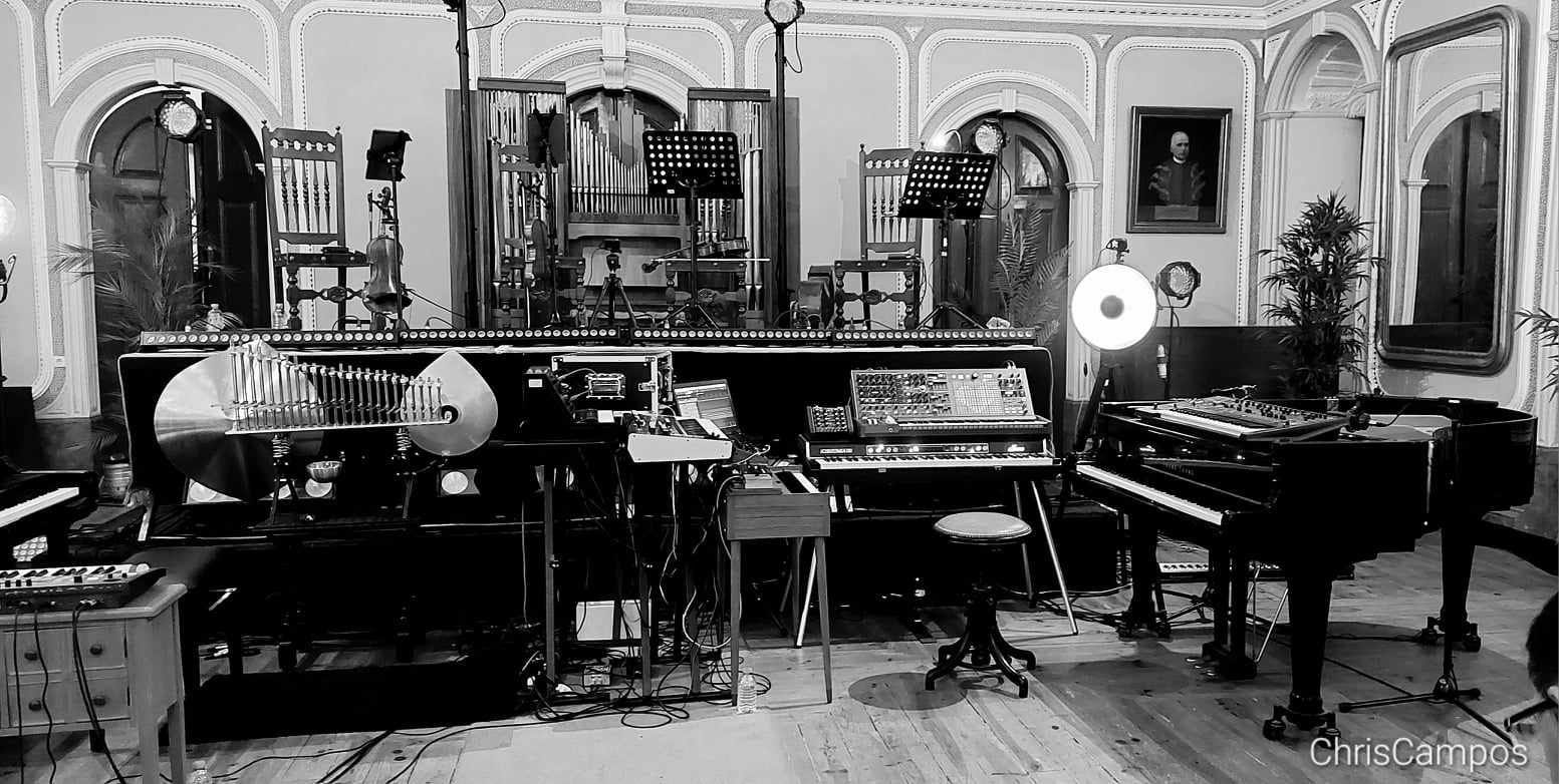 Stage setup with Trautonium and Cristal Baschet